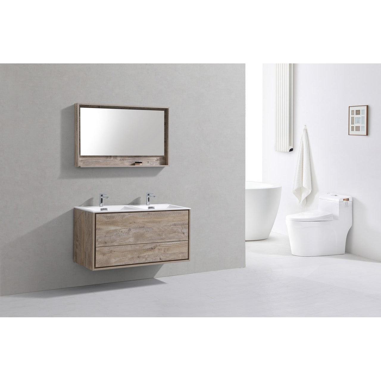KubeBath 48 in. De Lusso Wall Mount Modern Bathroom Vanity With Color Options 