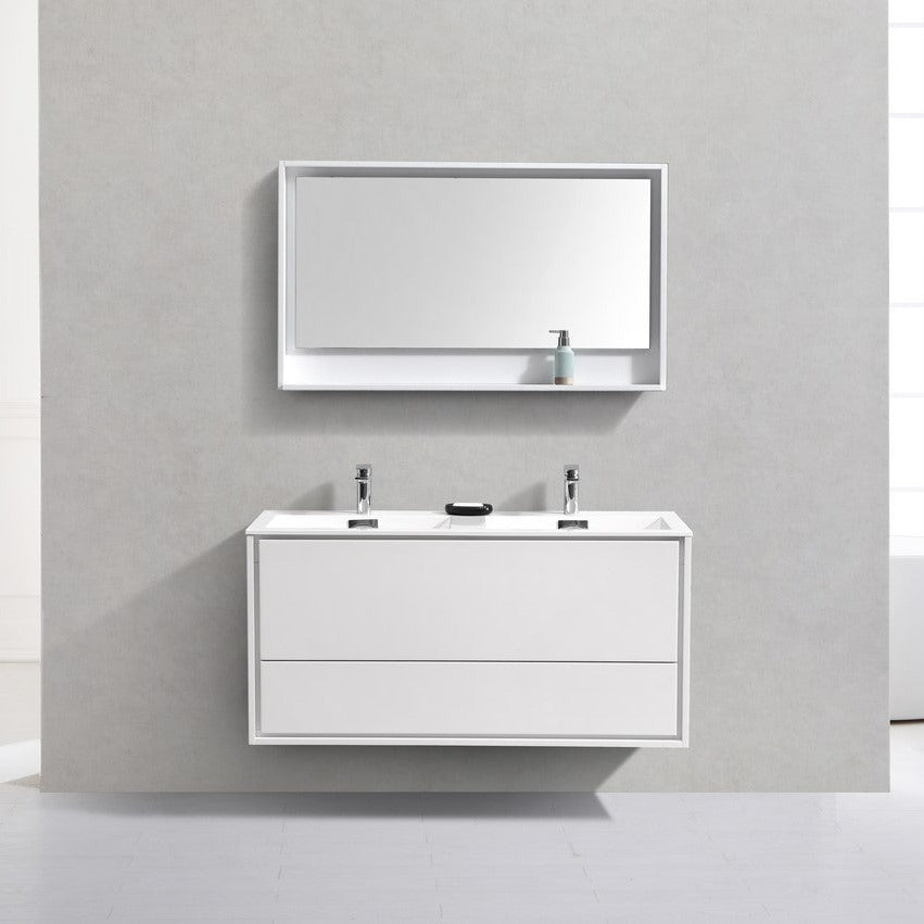 KubeBath 48 in. De Lusso Wall Mount Modern Bathroom Vanity With Color Options 