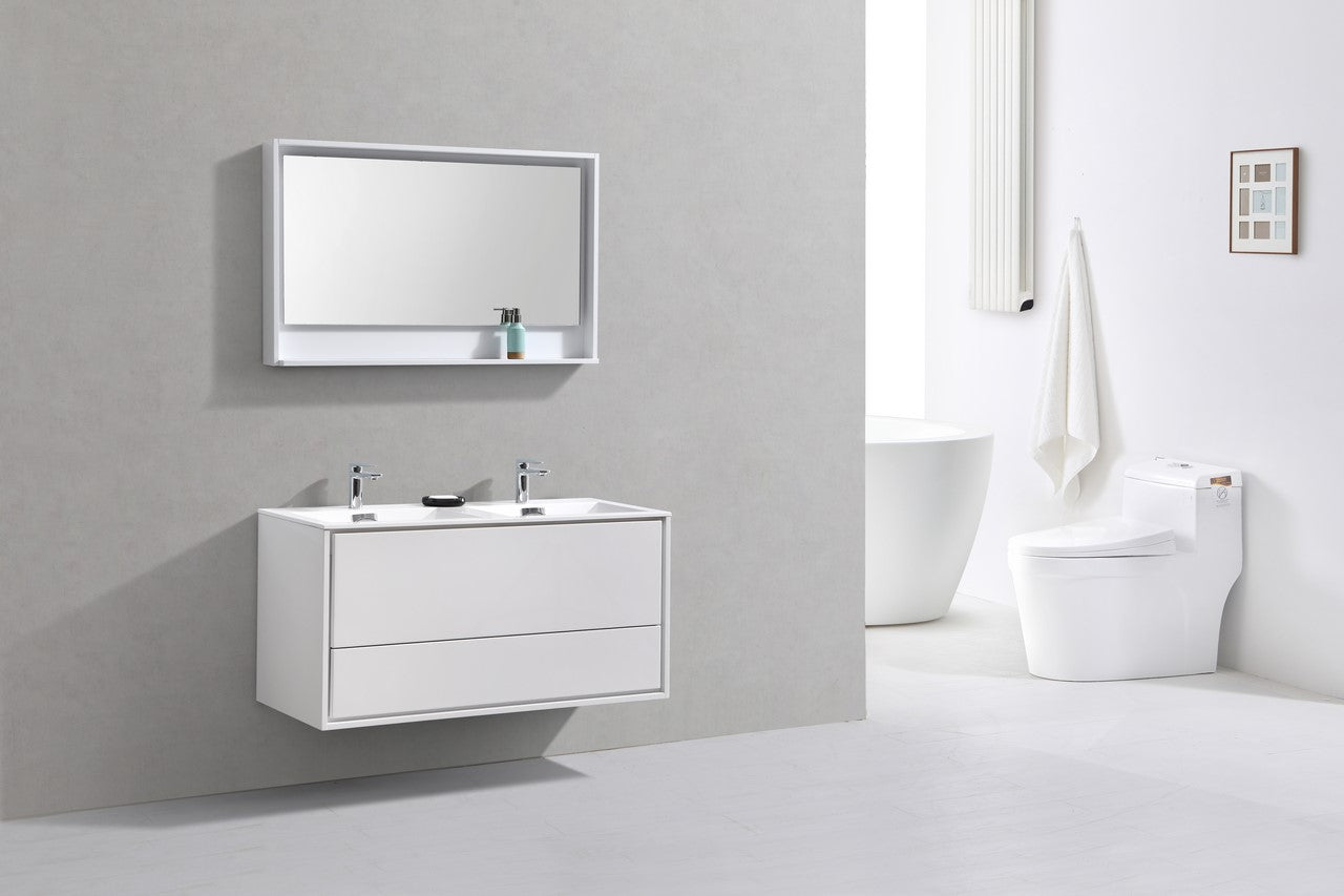 KubeBath 48 in. De Lusso Wall Mount Modern Bathroom Vanity With Color Options 