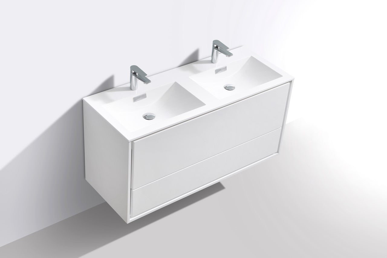 KubeBath 48 in. De Lusso Wall Mount Modern Bathroom Vanity With Color Options 