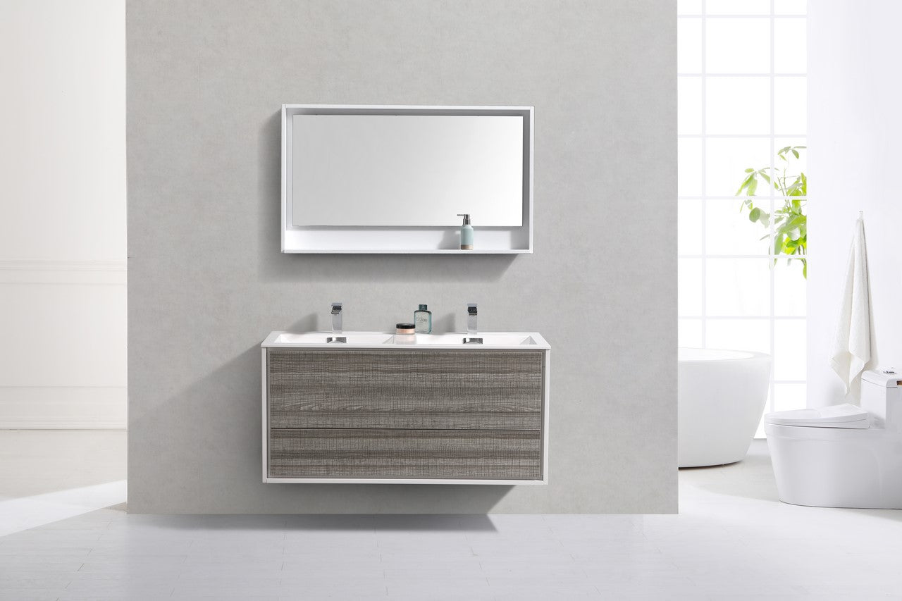 KubeBath 48 in. De Lusso Wall Mount Modern Bathroom Vanity With Color Options 