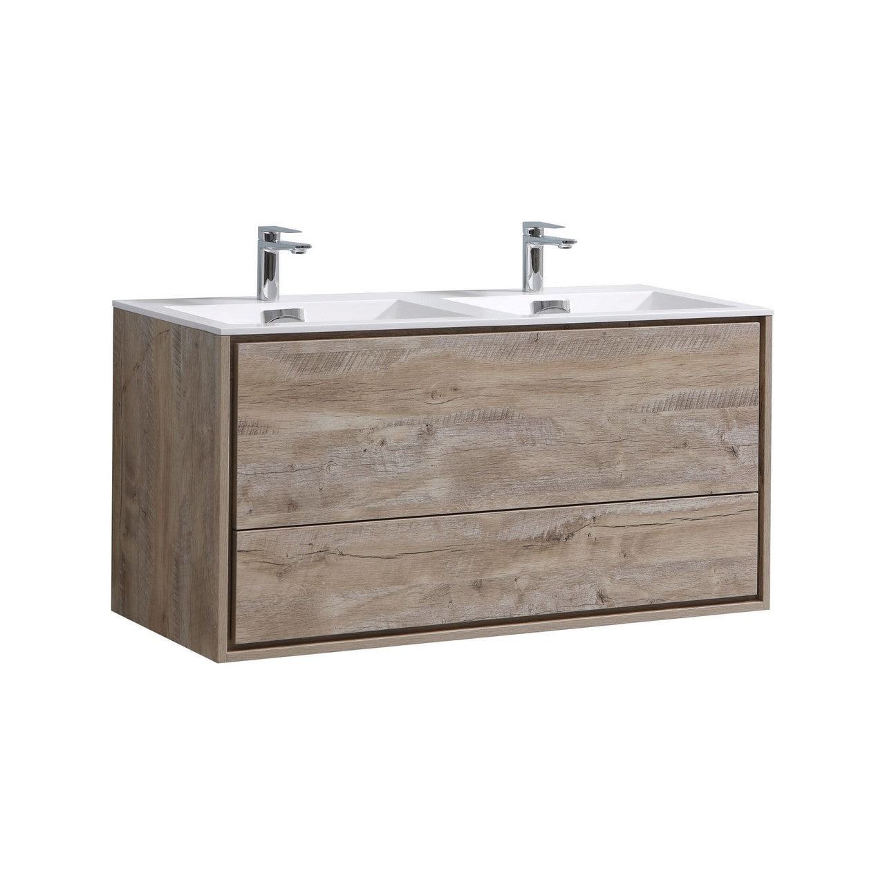 KubeBath 48 in. De Lusso Wall Mount Modern Bathroom Vanity With Color Options Nature Wood