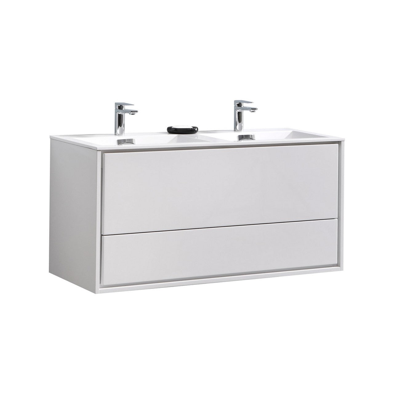 KubeBath 48 in. De Lusso Wall Mount Modern Bathroom Vanity With Color Options Glossy White