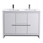 KubeBath Dolce 48 in. Freestanding Double Sink Modern Bathroom Vanity with White Quartz Counter-Top and Cabinet Color Options 