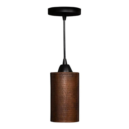 Premier Copper 4 in. Hammered Copper Round Cylinder Pendant Light
