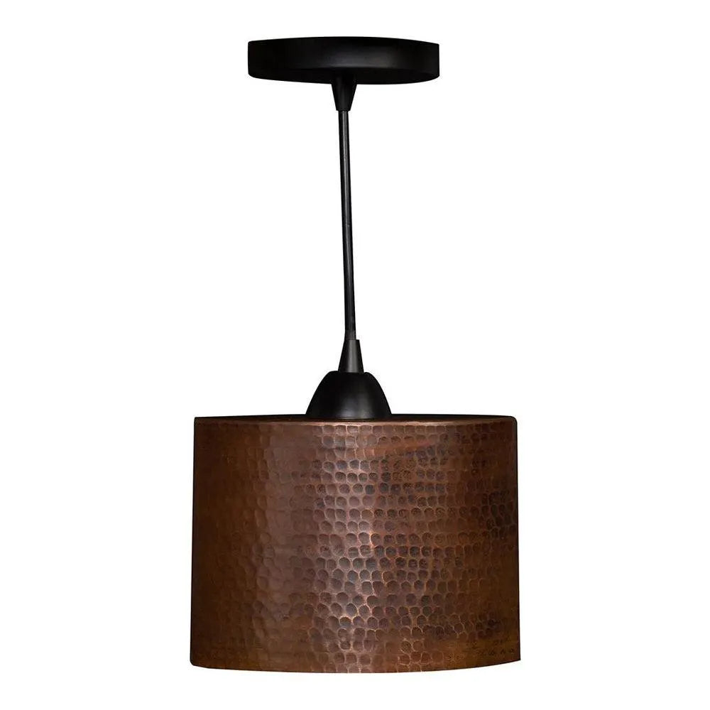 Premier Copper 8 in. Hammered Copper Oval Cylinder Pendant Light