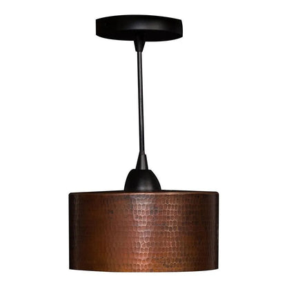 Premier Copper 8 in. Hammered Copper Round Cylinder Pendant Light