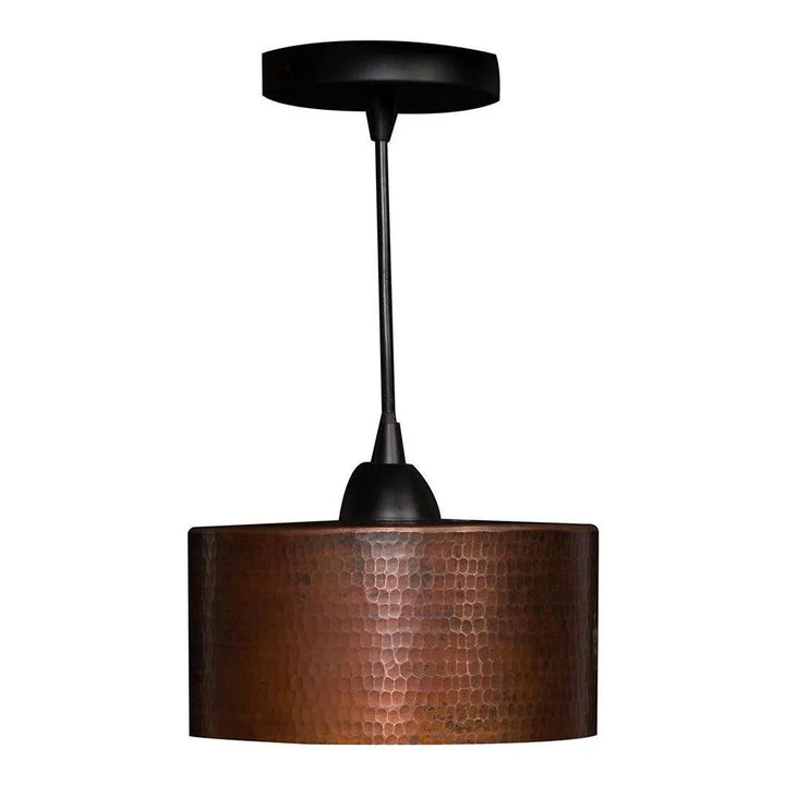 Premier Copper 8 in. Hammered Copper Round Cylinder Pendant Light (L900DB)