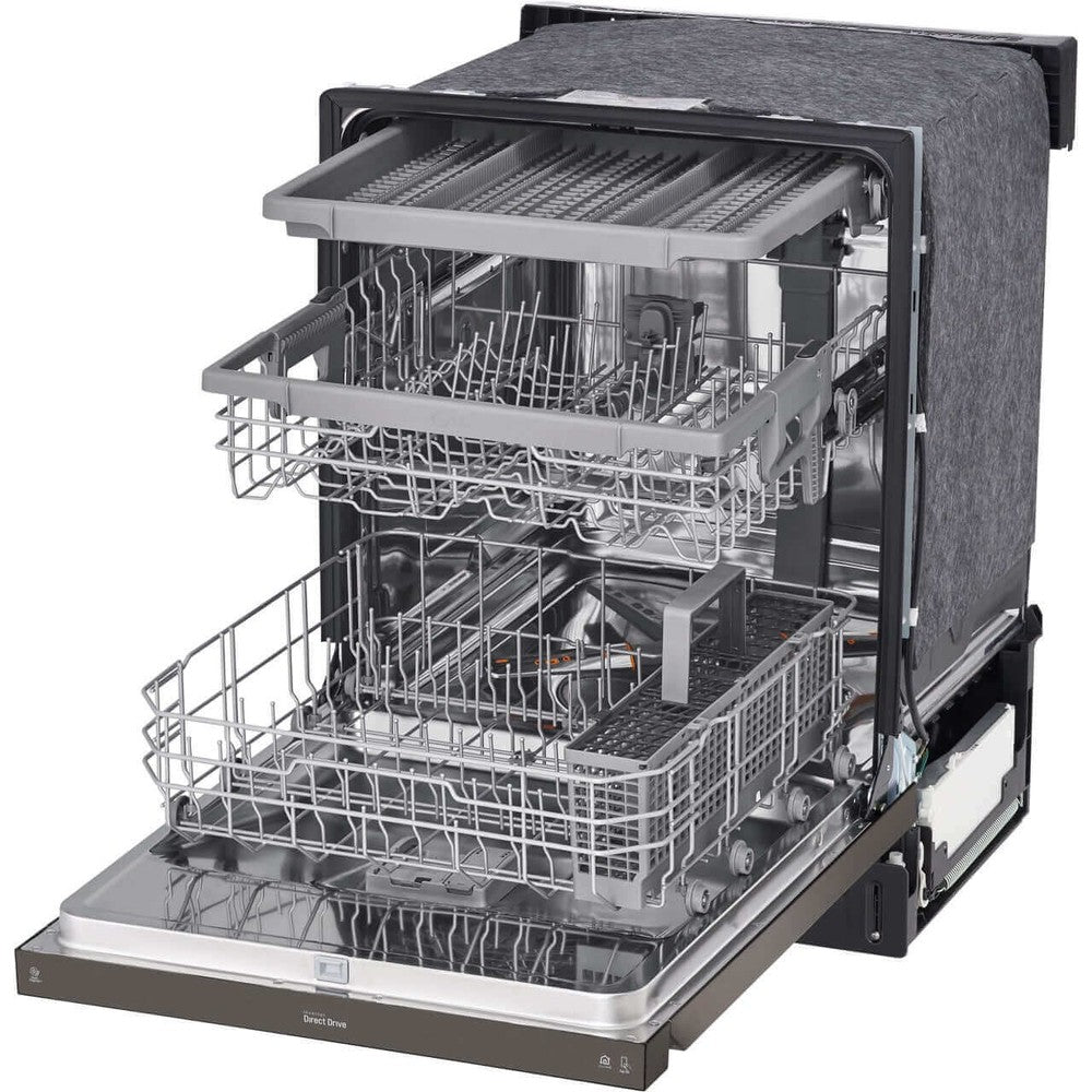 LG 24-Inch Front Control Dishwasher with QuadWash and 3rd Rack in Black Stainless Steel (LDFN4542D)