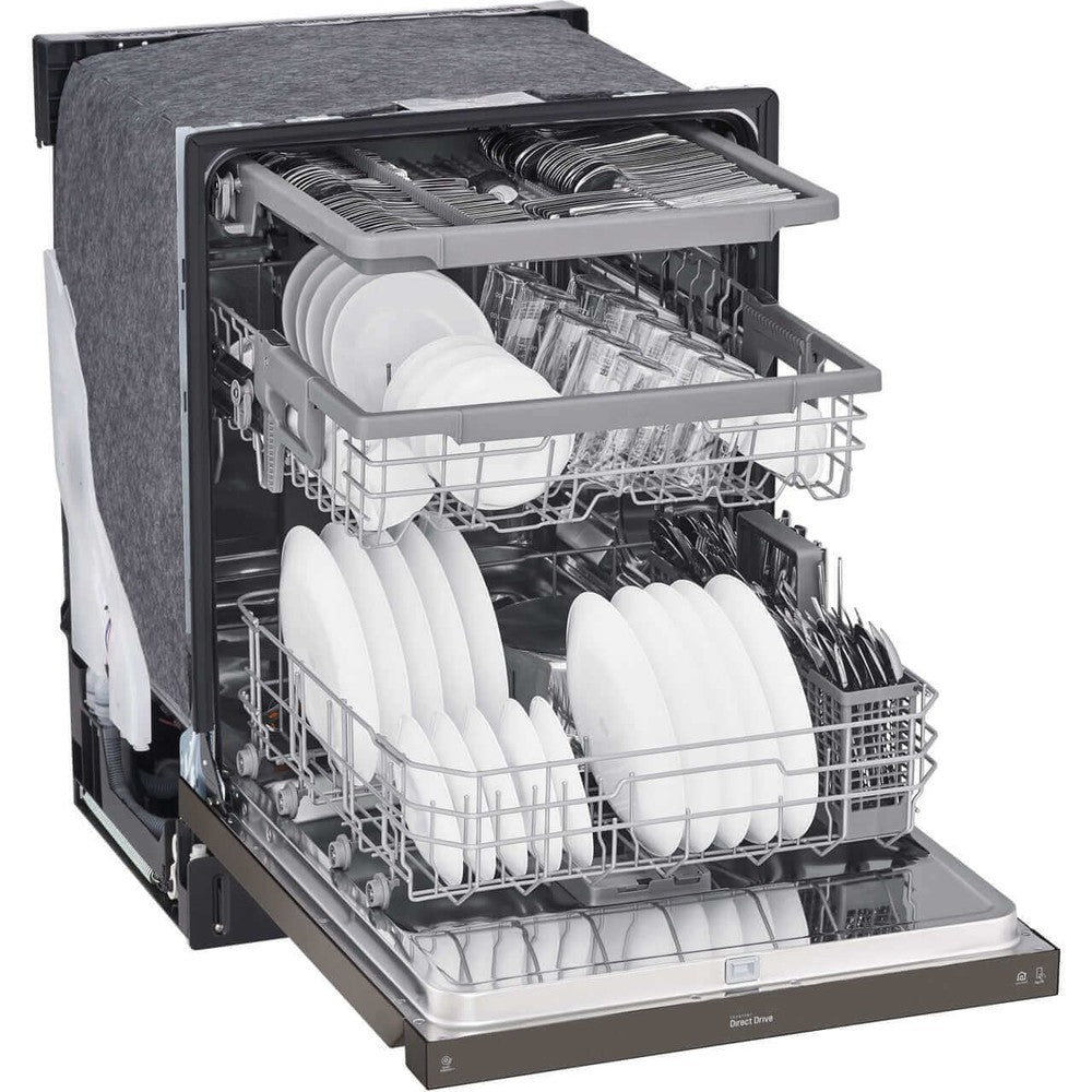 LG 24-Inch Front Control Dishwasher with QuadWash and 3rd Rack in Black Stainless Steel (LDFN4542D)