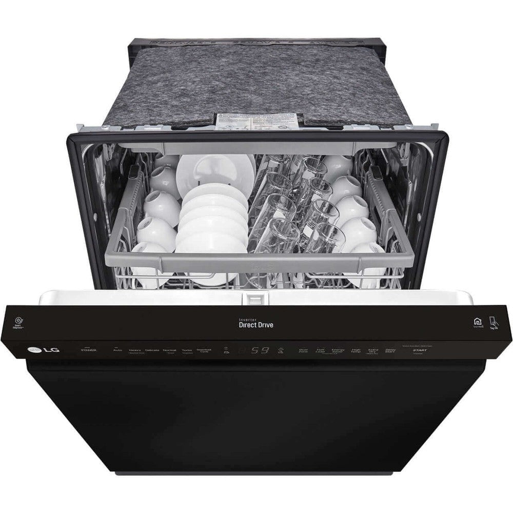 LG 24-Inch Front Control Dishwasher with QuadWash and 3rd Rack in Smooth Black (LDFN4542B)