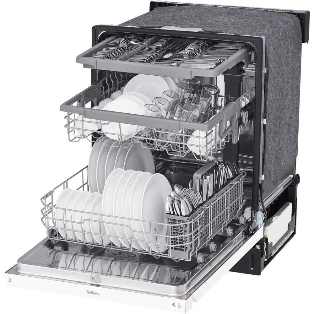 LG 24-Inch Front Control Dishwasher with QuadWash and 3rd Rack in White (LDFN4542W)