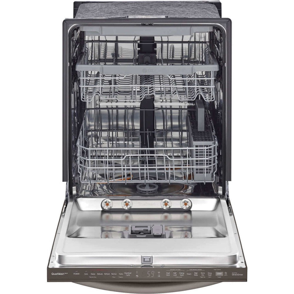 LG 24-Inch Top Control Wi-Fi Enabled Dishwasher with TrueSteam and 3rd Rack in Black Stainless Steel (LDTS5552D)