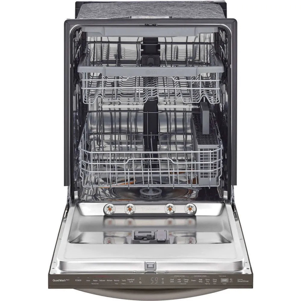 LG 24-Inch Top Control Wi-Fi Enabled Dishwasher with TrueSteam and 3rd Rack in Black Stainless Steel (LDTS5552D)