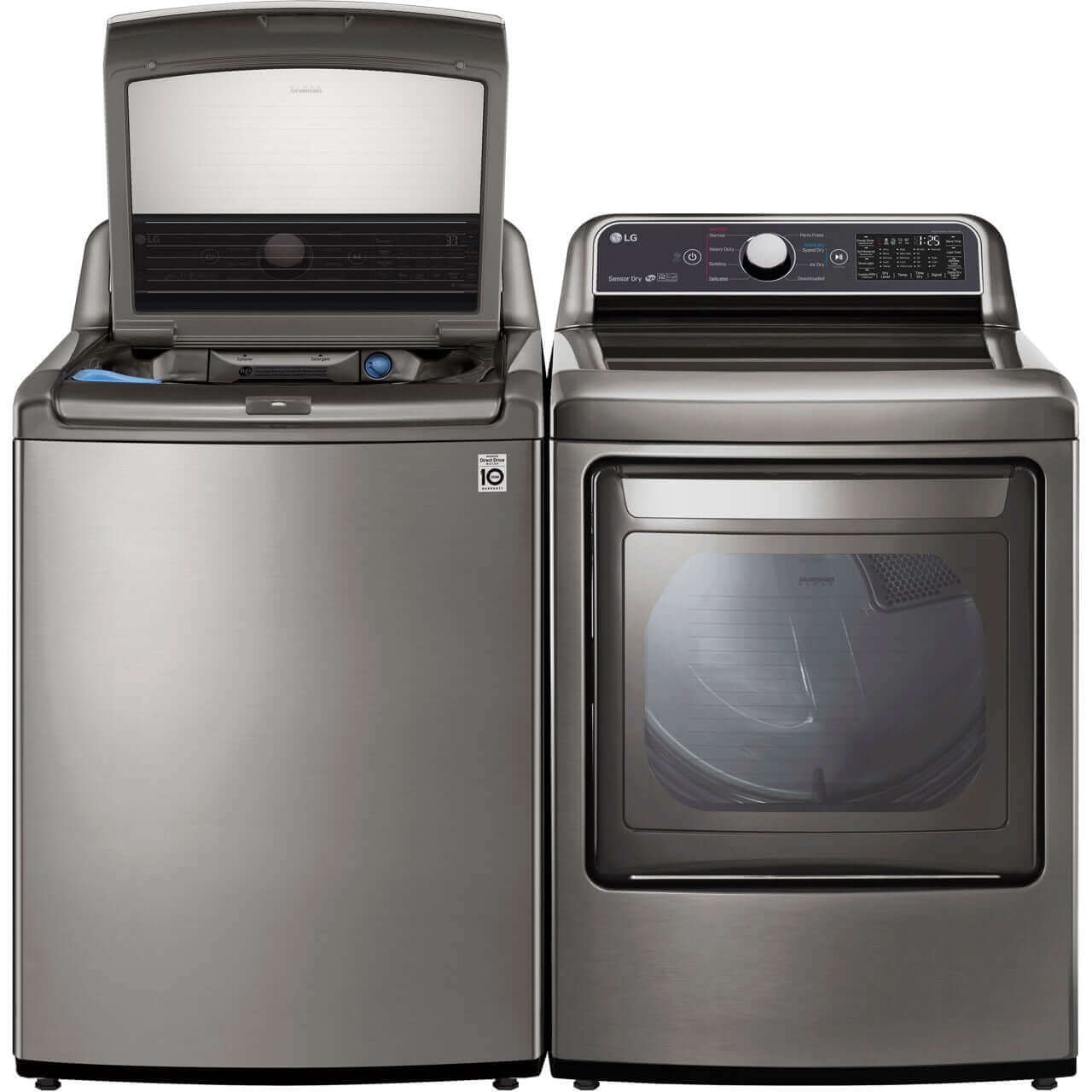 LG 27 In. 4.8 cu.ft. Top Load Washer with Agitator and TurboWash3D Technology in Graphite Steel (WT7305CV)