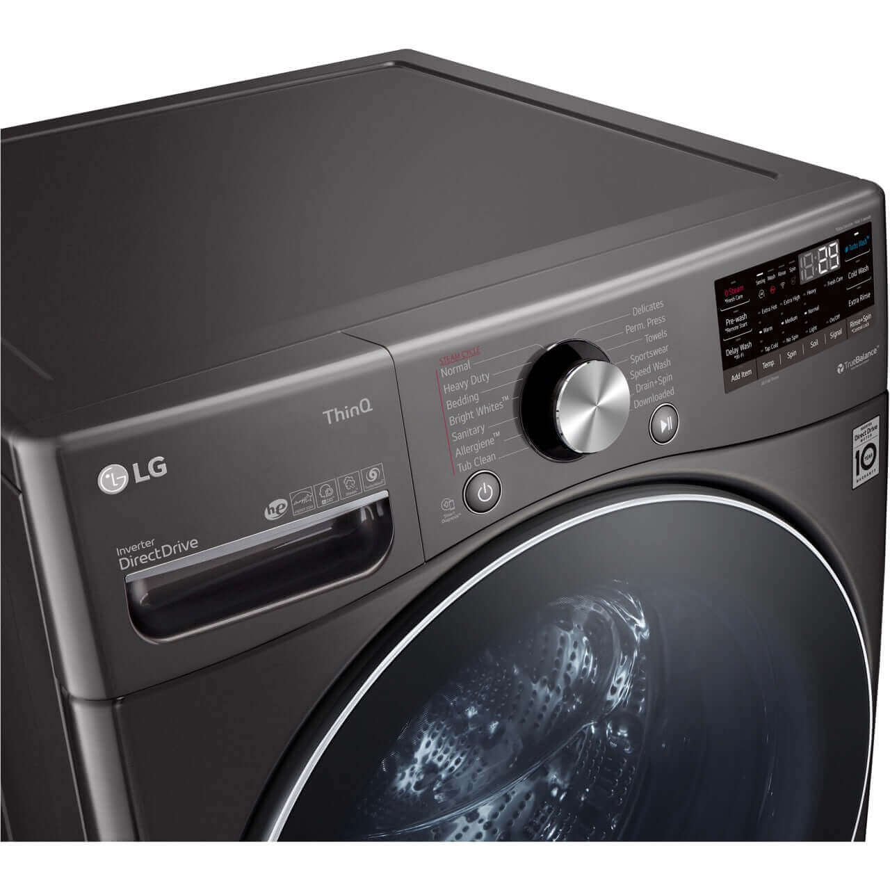 LG 27 In. 5.0-Cu. Ft. Front Load Washer with Built-In Intelligence in Black Steel (WM4200HBA)