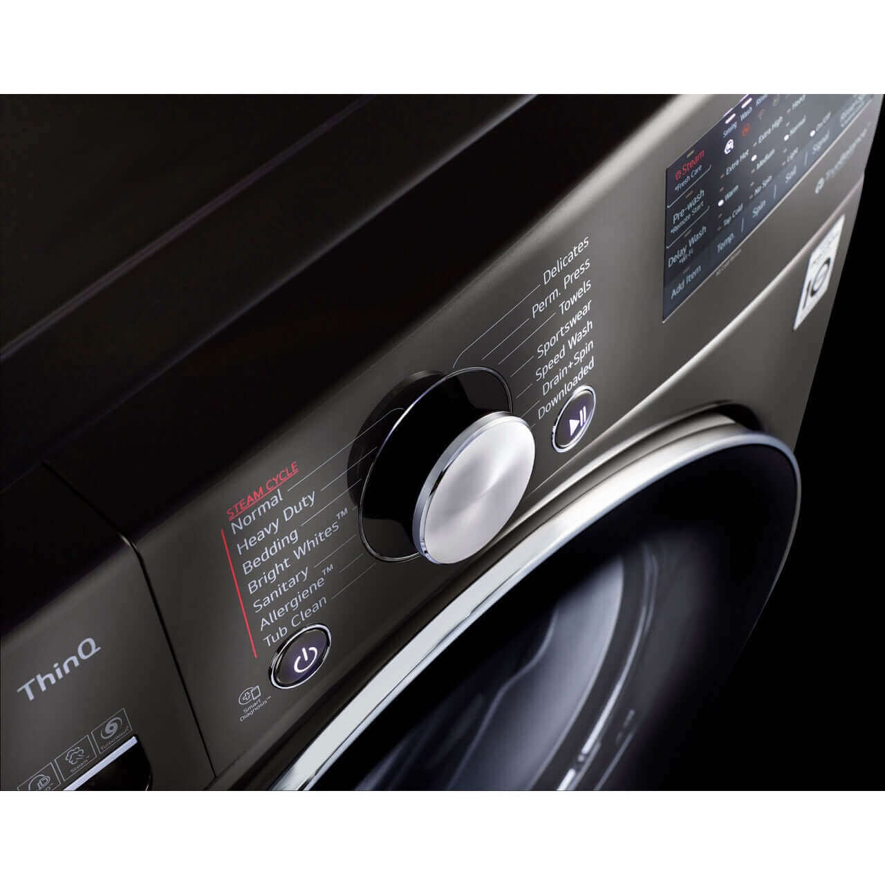 LG 27 In. 5.0-Cu. Ft. Front Load Washer with Built-In Intelligence in Black Steel (WM4200HBA)