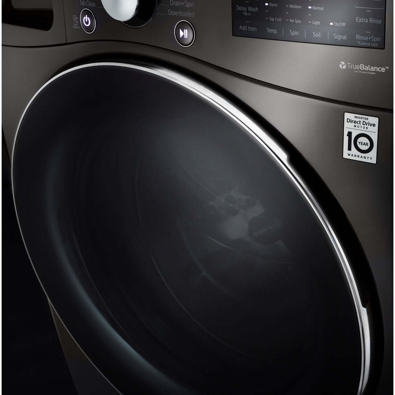 LG 27 In. 5.0-Cu. Ft. Front Load Washer with Built-In Intelligence in Black Steel (WM4200HBA)