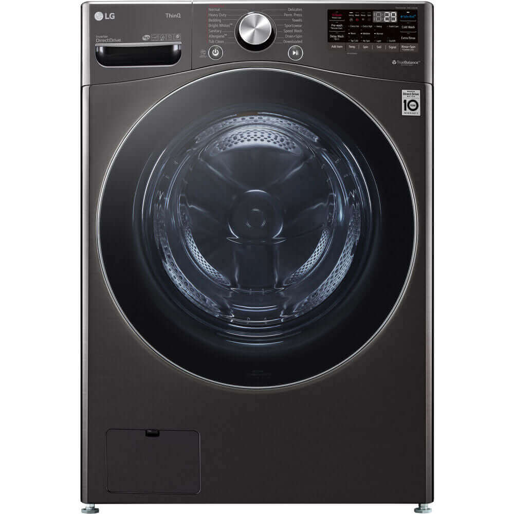 LG 27 In. 5.0-Cu. Ft. Front Load Washer with Built-In Intelligence in Black Steel (WM4200HBA)