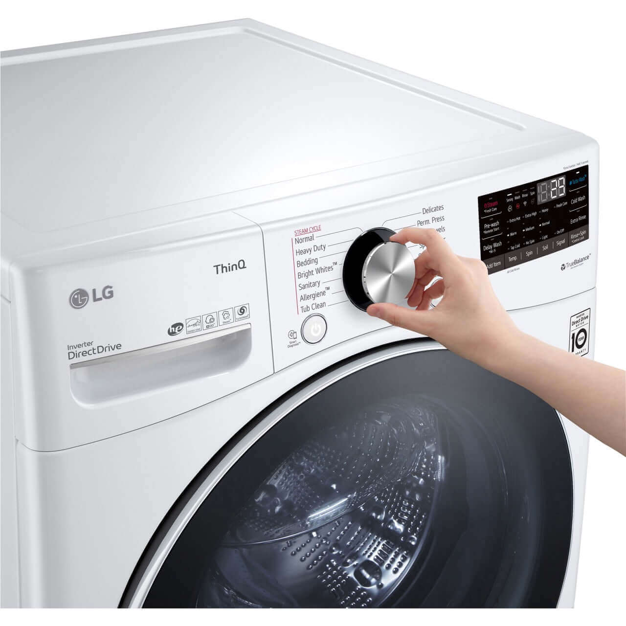 LG 27 In. 5.0-Cu. Ft. Front Load Washer with Built-In Intelligence in White (WM4200HWA)