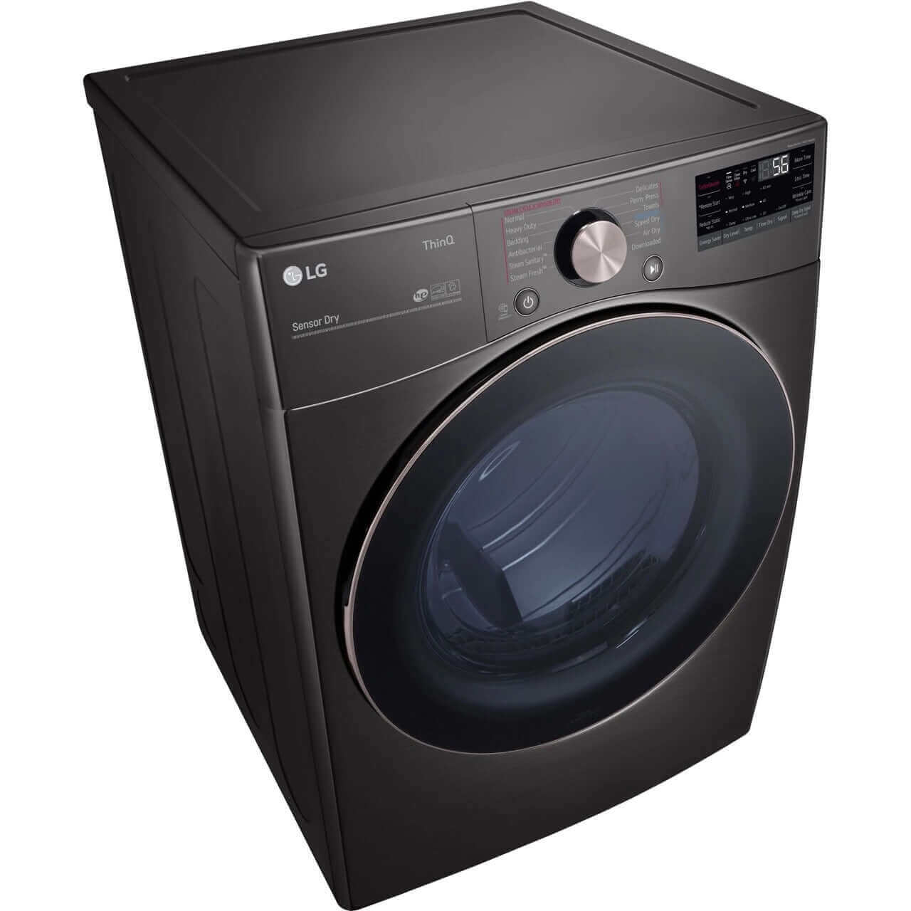 LG 27 In. 7.4-Cu. Ft. Front Load Electric Dryer with TurboSteam and Built-In Intelligence in Black Steel (DLEX4000B)