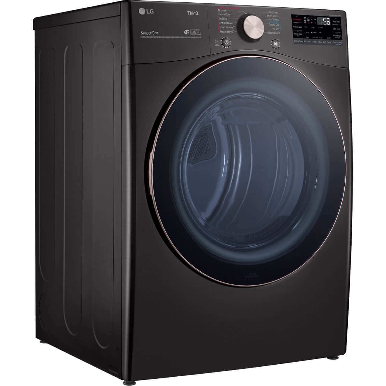LG 27 In. 7.4-Cu. Ft. Front Load Electric Dryer with TurboSteam and Built-In Intelligence in Black Steel (DLEX4000B)