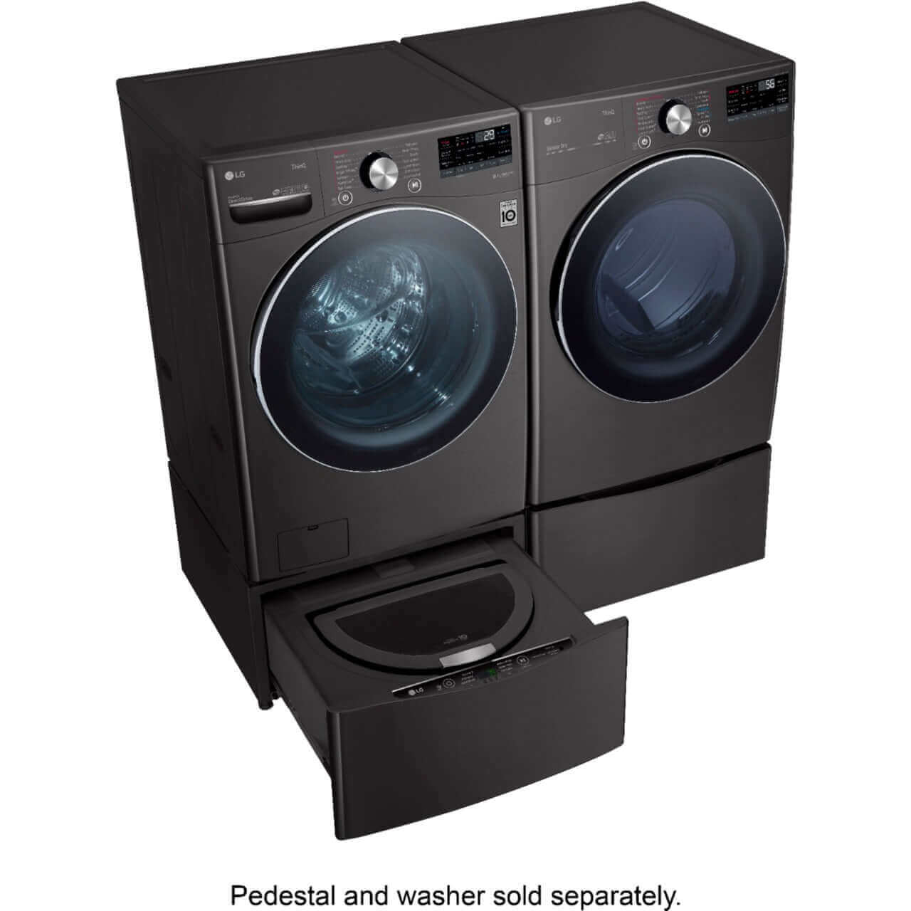 LG 27 In. 7.4-Cu. Ft. Front Load Electric Dryer with TurboSteam and Built-In Intelligence in Black Steel (DLEX4200B)