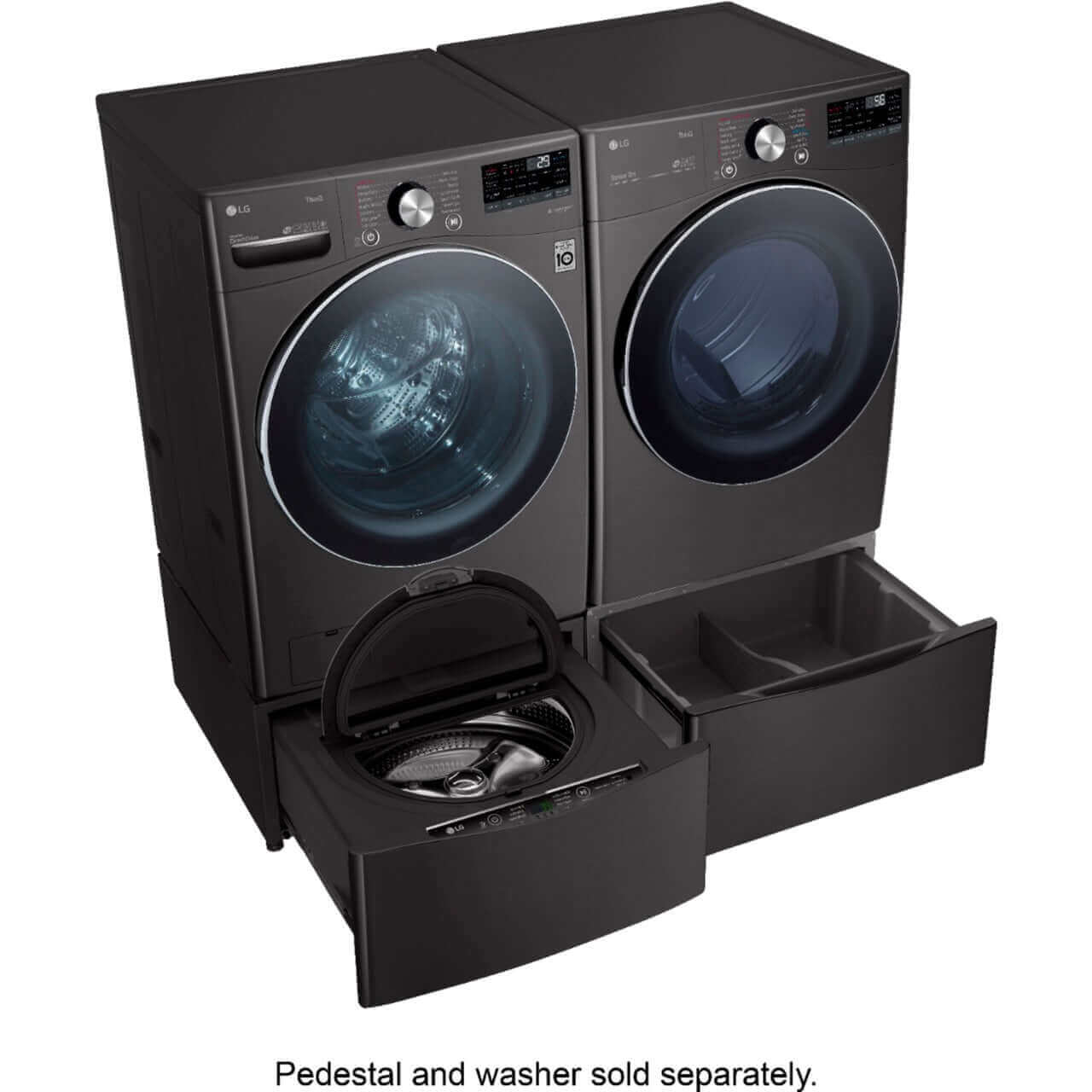 LG 27 In. 7.4-Cu. Ft. Front Load Electric Dryer with TurboSteam and Built-In Intelligence in Black Steel (DLEX4200B)