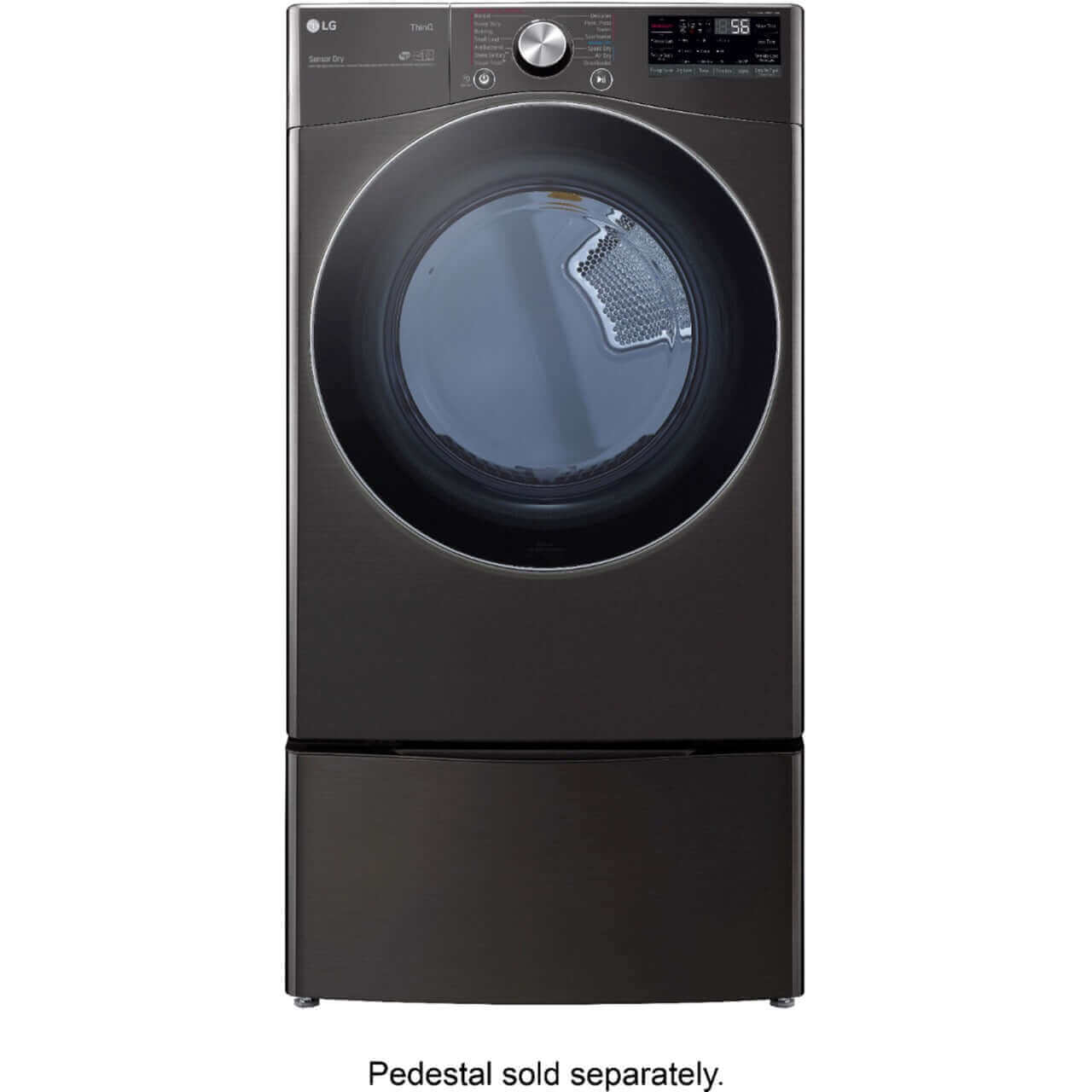 LG 27 In. 7.4-Cu. Ft. Front Load Electric Dryer with TurboSteam and Built-In Intelligence in Black Steel (DLEX4200B)