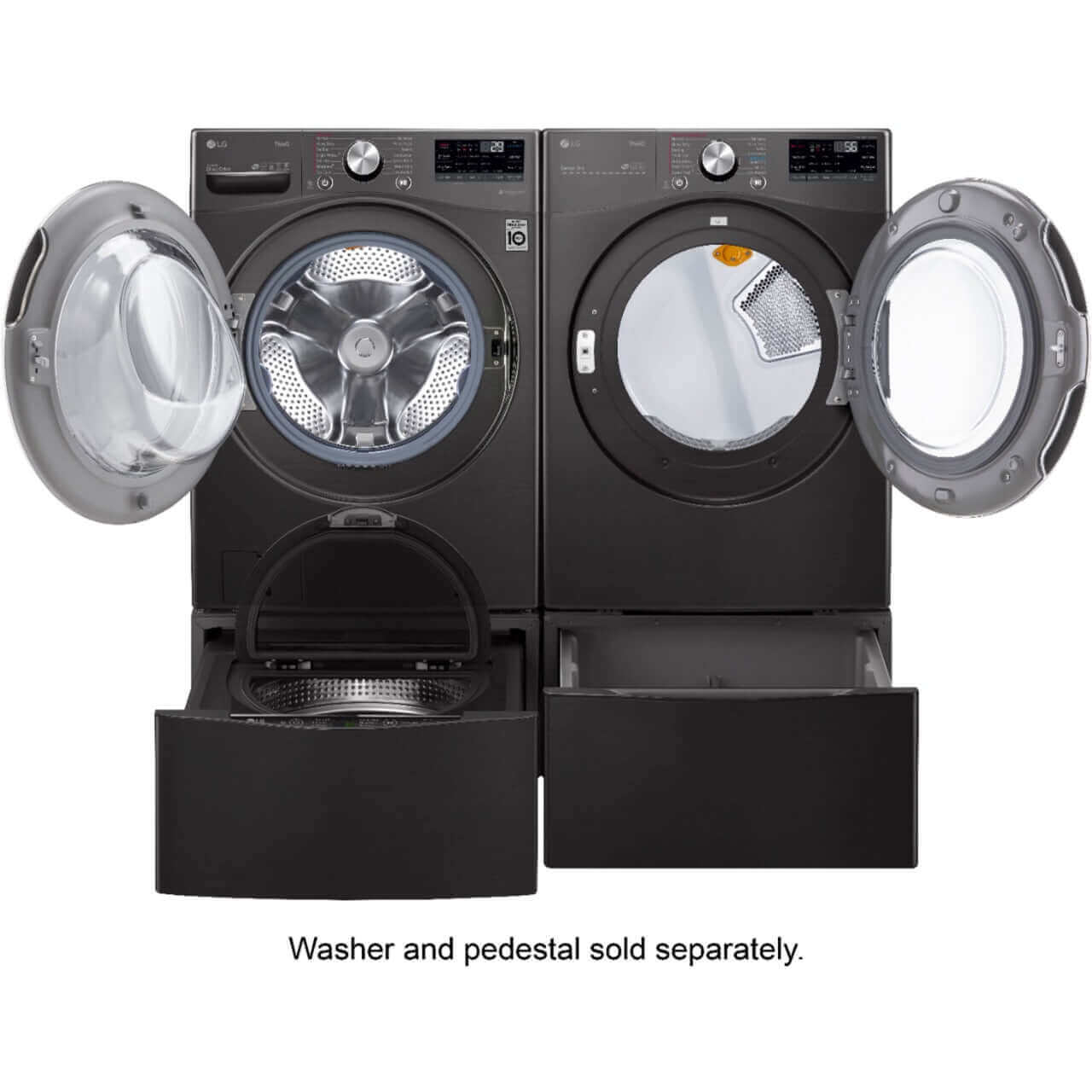 LG 27 In. 7.4-Cu. Ft. Front Load Electric Dryer with TurboSteam and Built-In Intelligence in Black Steel (DLEX4200B)