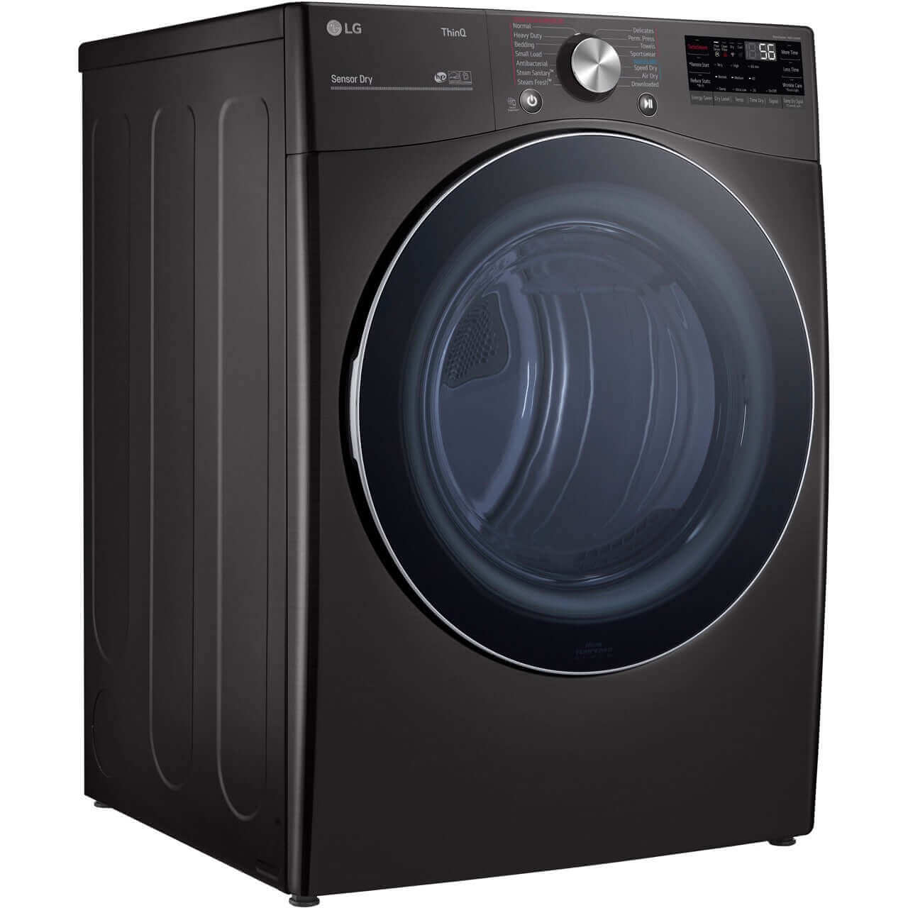 LG 27 In. 7.4-Cu. Ft. Front Load Electric Dryer with TurboSteam and Built-In Intelligence in Black Steel (DLEX4200B)