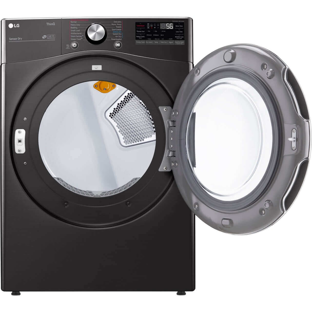 LG 27 In. 7.4-Cu. Ft. Front Load Electric Dryer with TurboSteam and Built-In Intelligence in Black Steel (DLEX4200B)