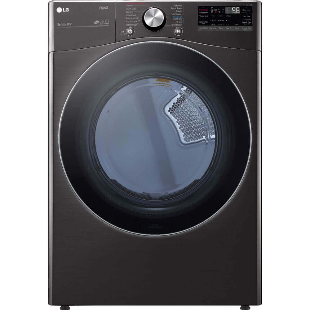 LG 27 In. 7.4-Cu. Ft. Front Load Electric Dryer with TurboSteam and Built-In Intelligence in Black Steel (DLEX4200B)