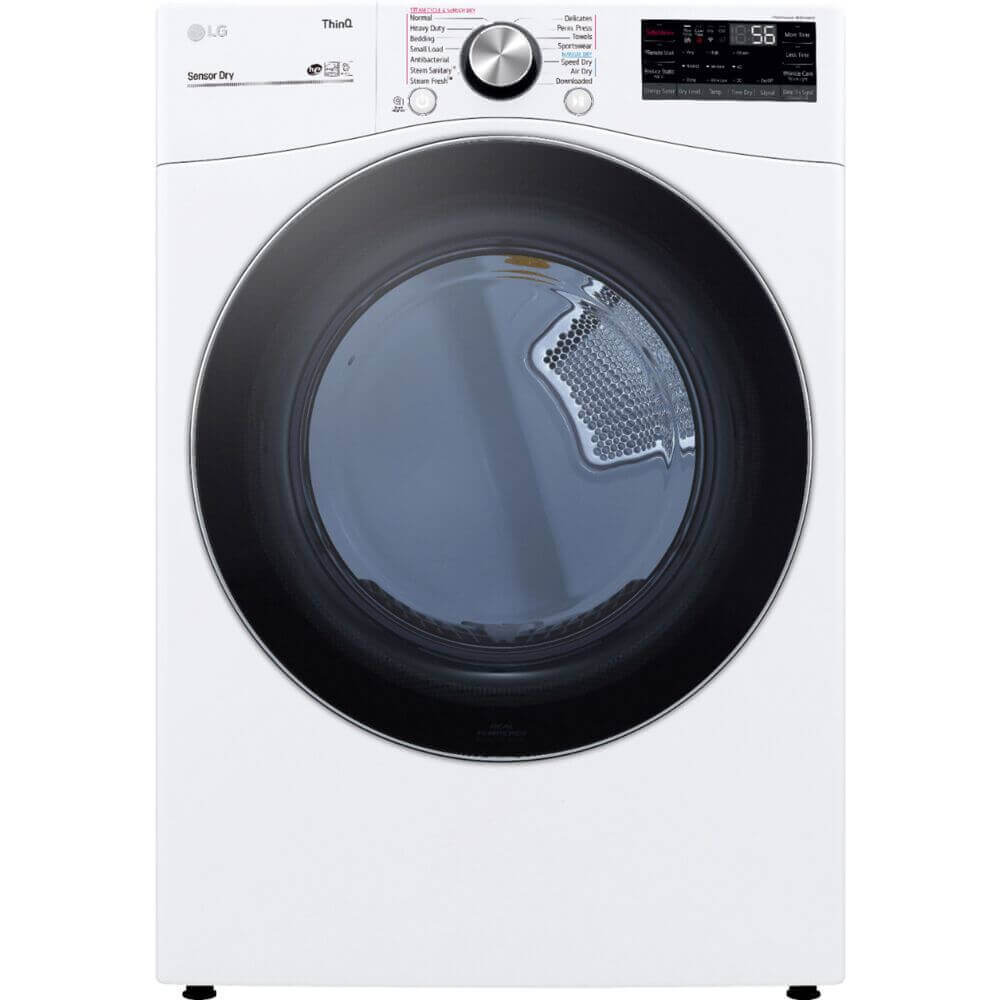 LG 27 In. 7.4-Cu. Ft. Front Load Electric Dryer with TurboSteam and Built-In Intelligence in White (DLEX4200W)