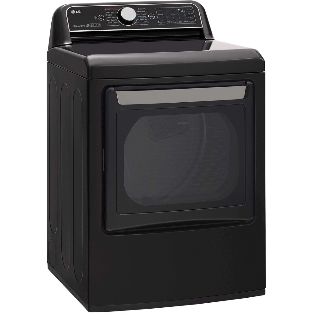 LG 27 Inch Smart wi-fi Enabled Electric Dryer with TurboSteam In Black Steel 7.3 cu. ft. (DLEX7900BE)