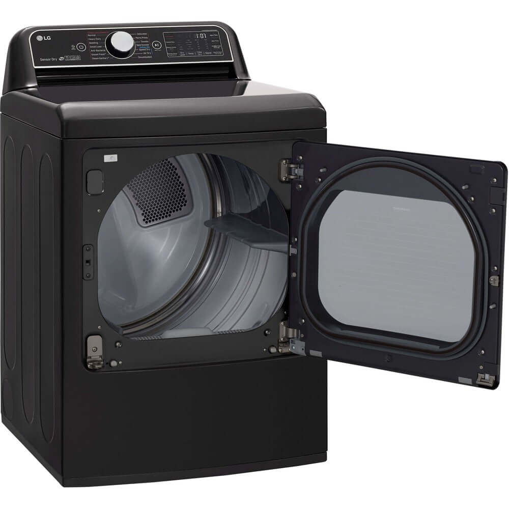 LG 27 Inch Smart wi-fi Enabled Electric Dryer with TurboSteam In Black Steel 7.3 cu. ft. (DLEX7900BE)