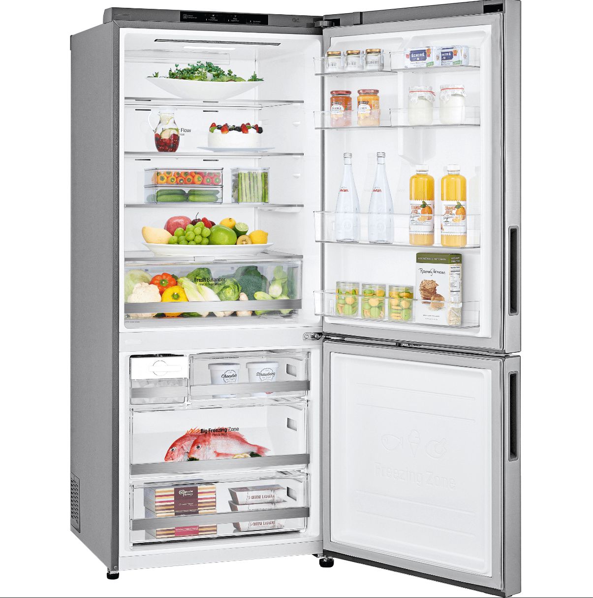LG 28 Inch Bottom Freezer Refrigerator in Platinum Silver 14.7 Cu. Ft. (LBNC15231V)