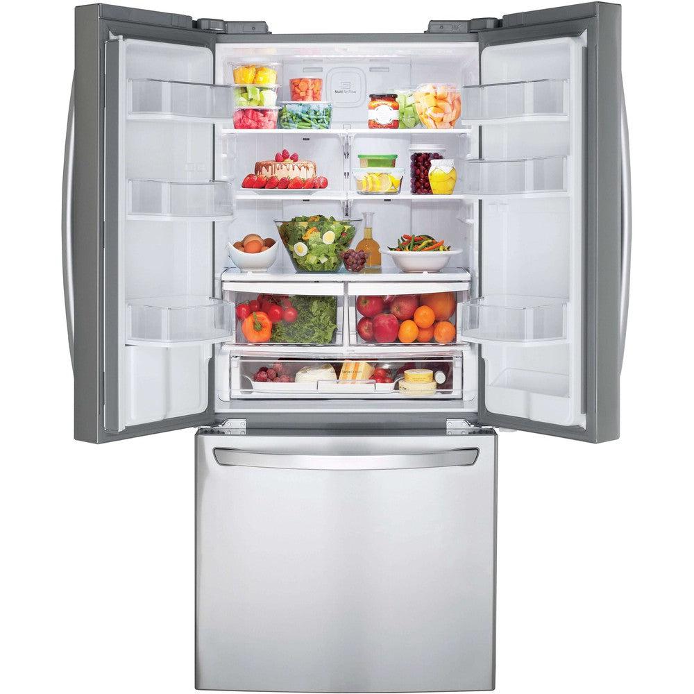 LG 30 Inch 3-Door French Door Refrigerator in Stainless Steel 22 Cu. Ft. (LFDS22520S)