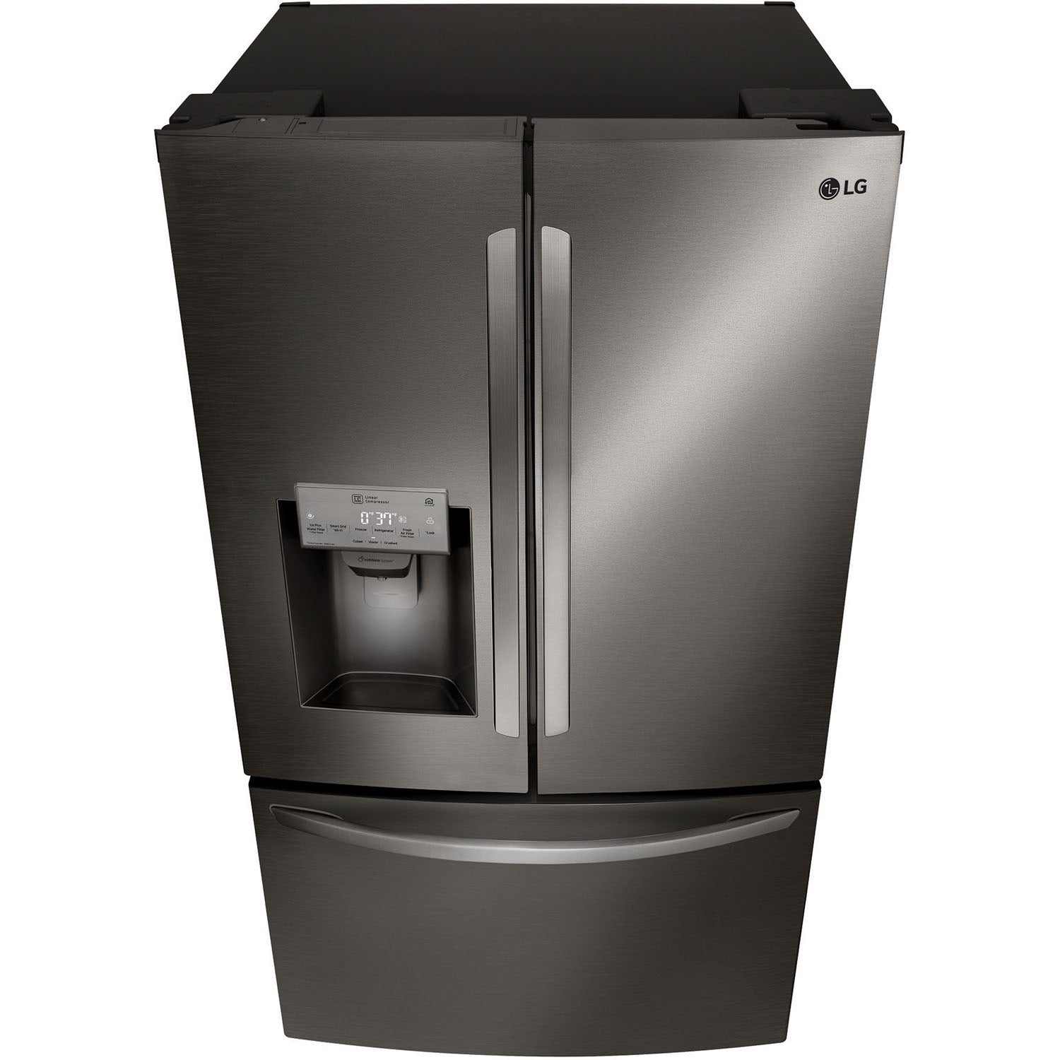 LG 36 Inch 3-Door French Door Refrigerator in Black Stainless Steel 22 Cu. Ft. (LFXC22526D)