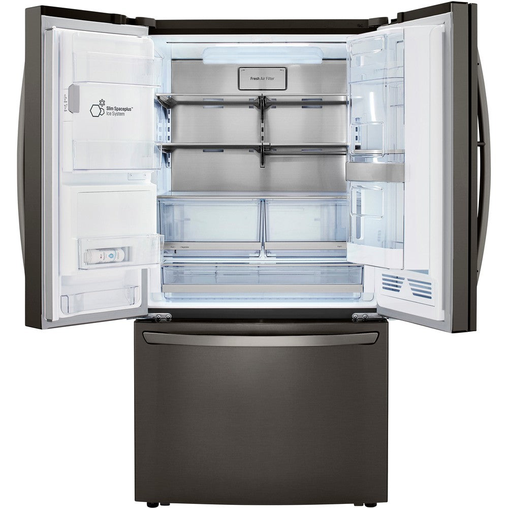 LG 36 Inch 3-Door French Door Refrigerator in Black Stainless Steel 24 Cu. Ft. (LRFDC2406D)