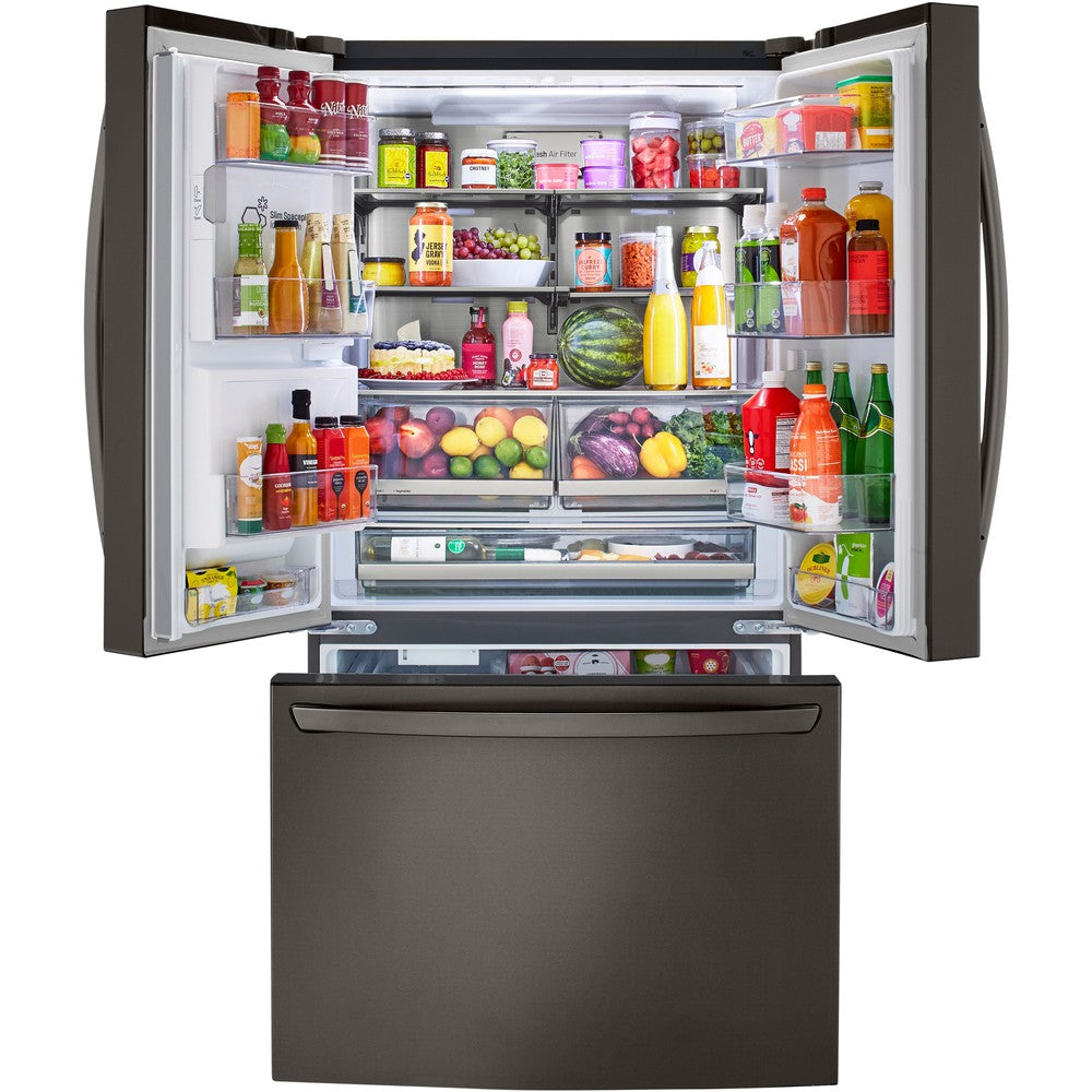 LG 36 Inch 3-Door French Door Refrigerator in Black Stainless Steel 24 Cu. Ft. (LRFXC2416D)