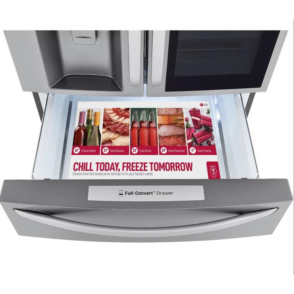 LG 36 Inch 4-Door French Door Refrigerator with InstaView, Stainless Steel 23 Cu. Ft. (LRMVC2306S)