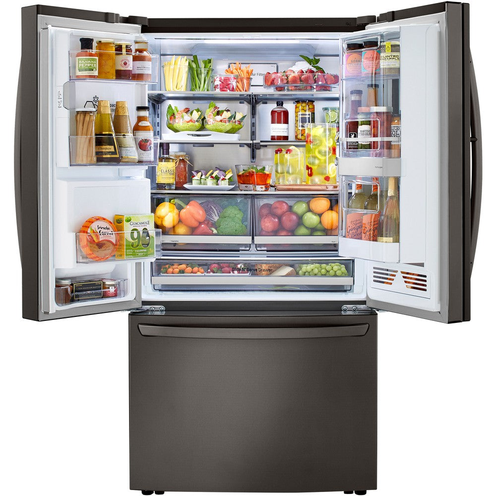 LG 36 Inch Counter-Depth French Door Refrigerator in Black Stainless Steel 24 Cu. Ft. (LRFVC2406D)