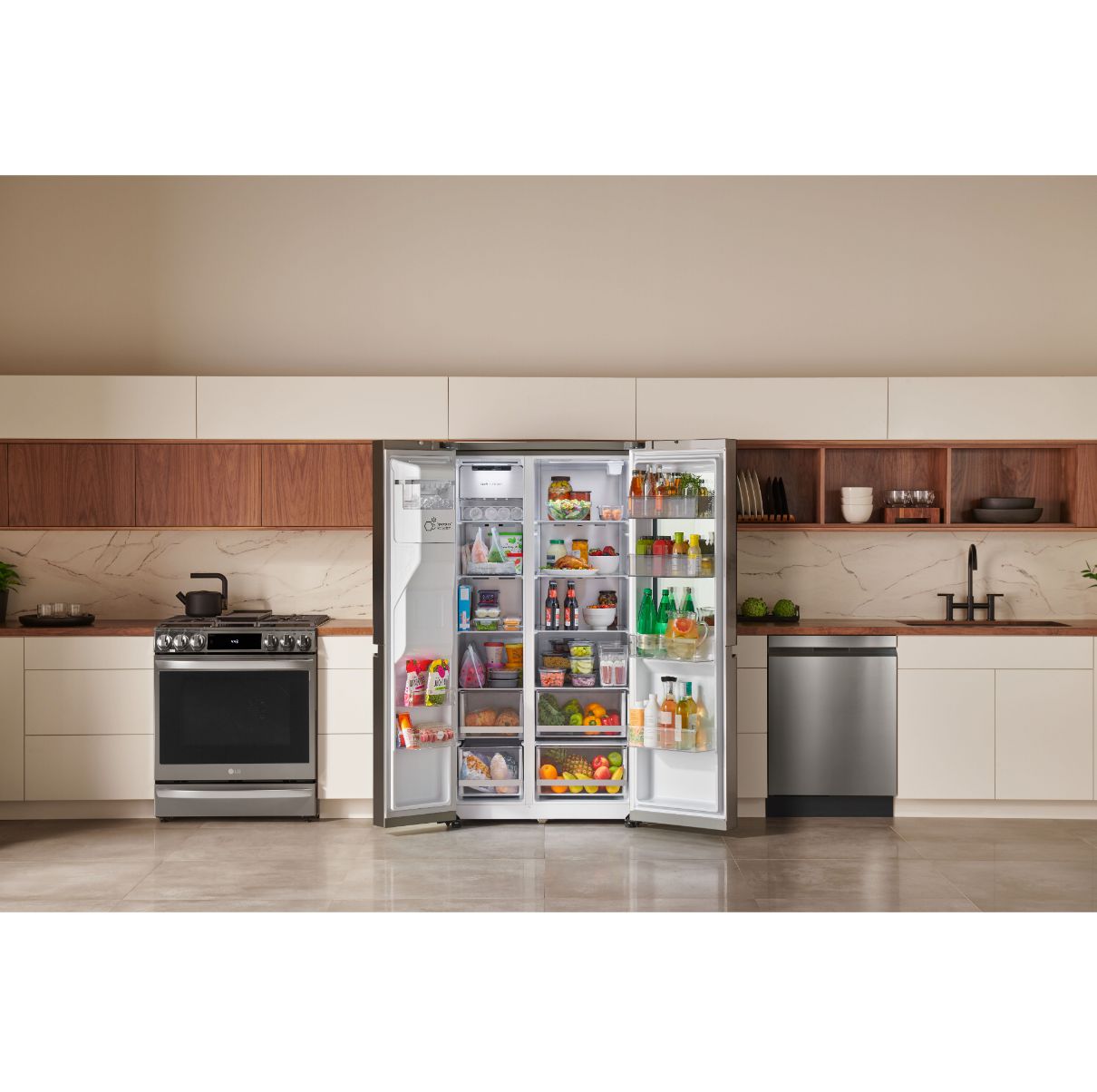 LG 36 Inch Side-by-Side Counter-Depth InstaView Refrigerator with Craft Ice in Stainless Steel 23 Cu. Ft. (LRSOC2306S)