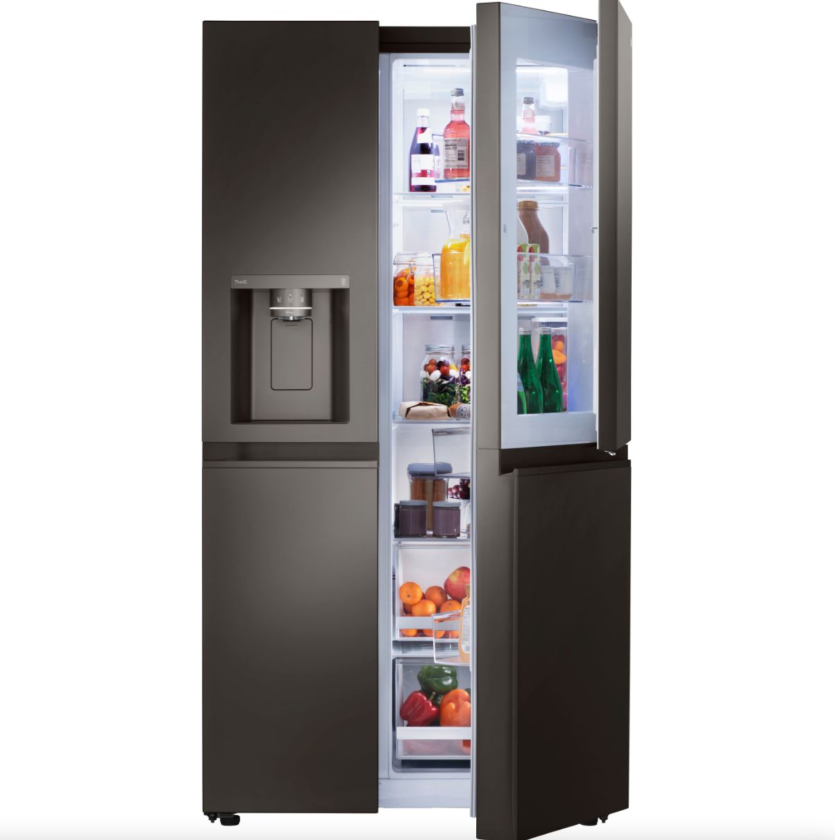 LG 36 Inch Side-by-Side Door-in-Door Refrigerator with Craft Ice in Black Stainless Steel 27 Cu. Ft. (LRSDS2706D)