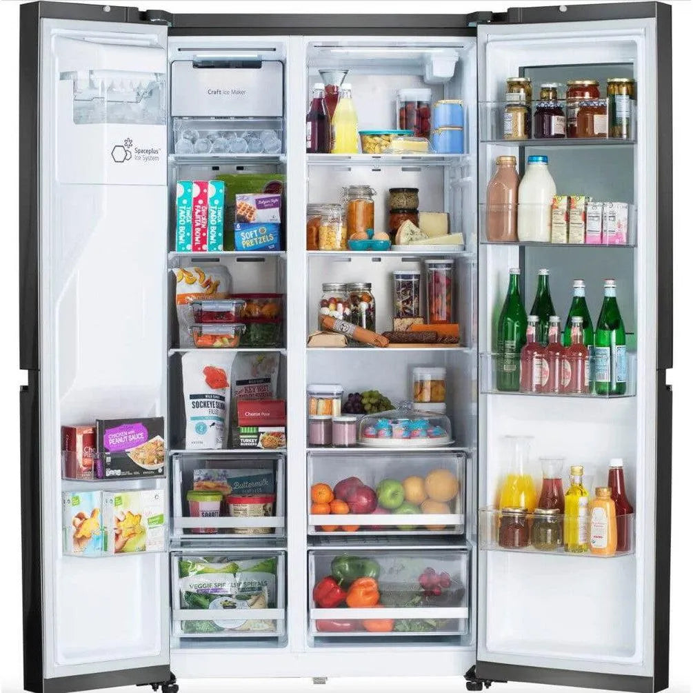 LG 36 Inch Side-by-Side InstaView Refrigerator with Craft Ice in Black Stainless 27 Cu. Ft. (LRSOS2706D)
