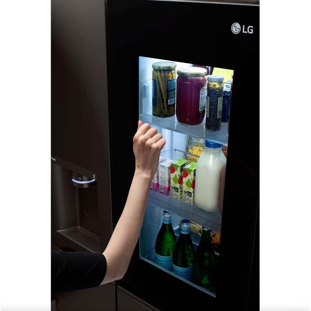 LG 36 Inch Side-by-Side InstaView Refrigerator with Craft Ice in Black Stainless 27 Cu. Ft. (LRSOS2706D)