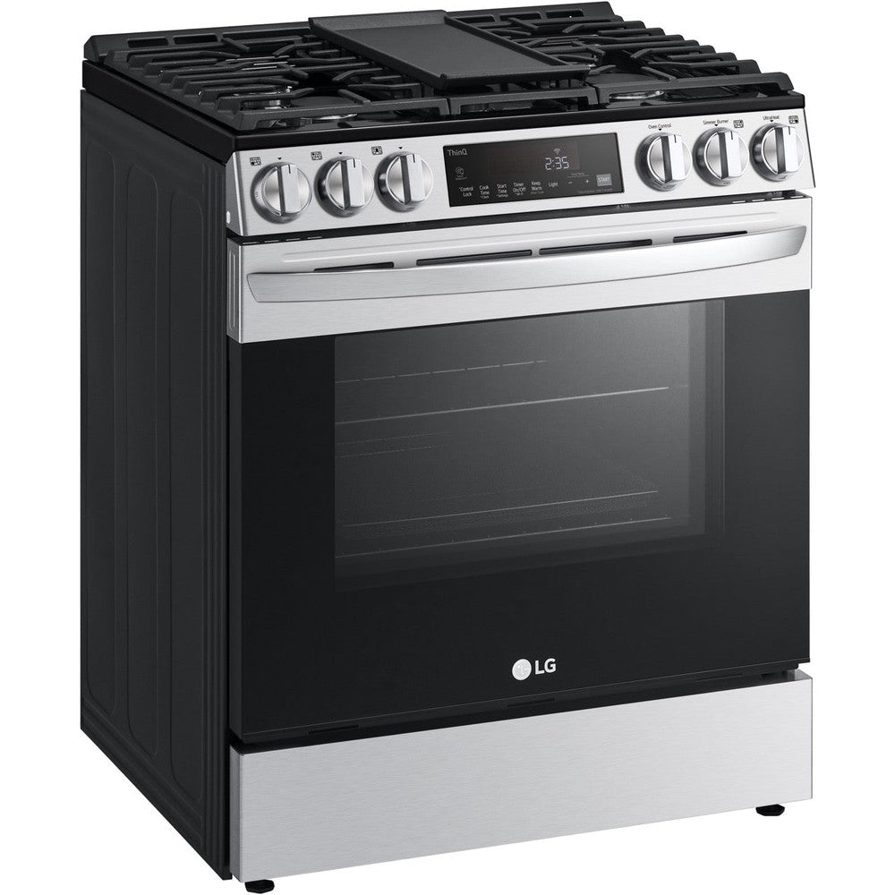 LG 5.8-Cu Ft. Smart Wi-Fi Enabled Fan Convection Gas Slide-in Range with Air Fry and EasyClean (LSGL5833F)