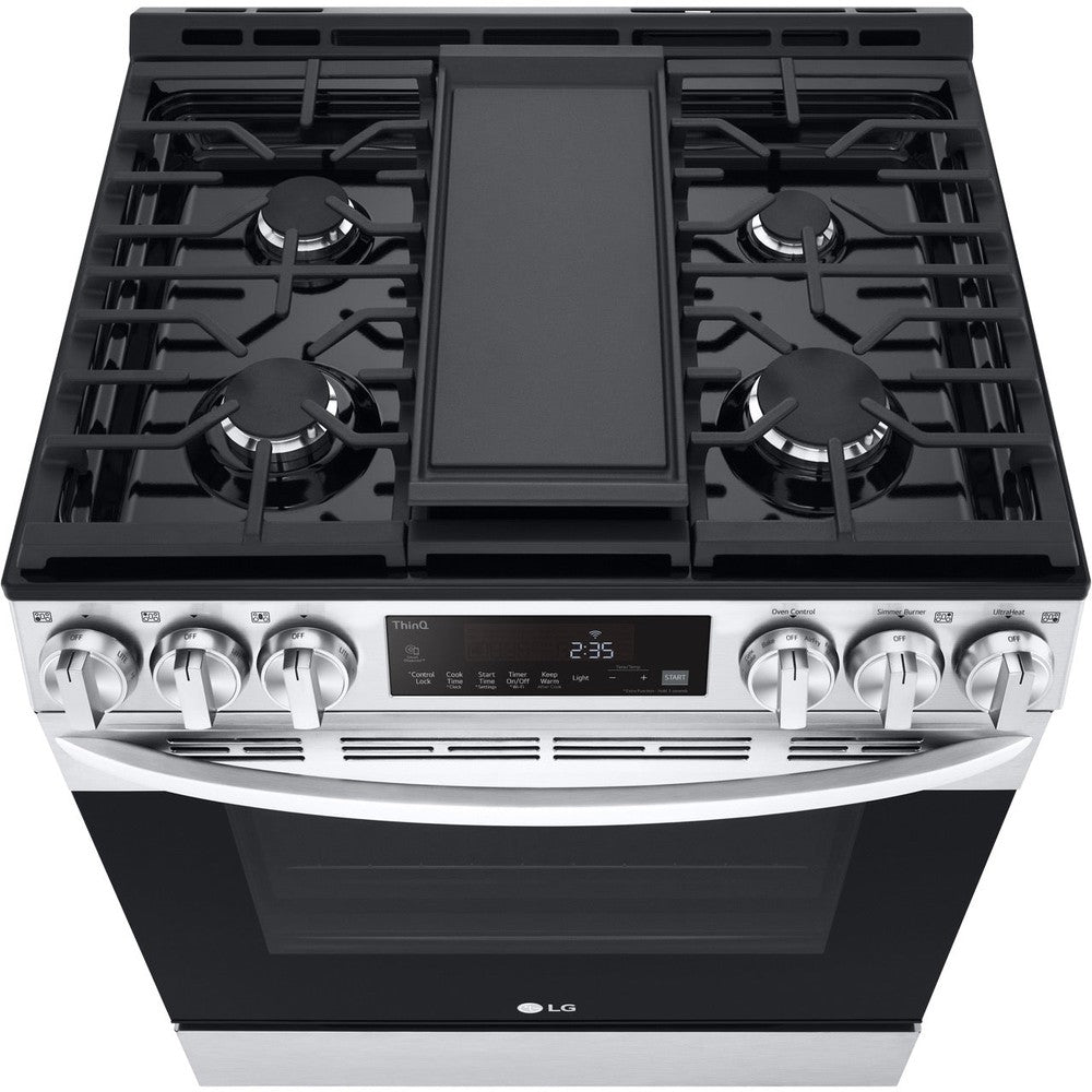 LG 5.8-Cu Ft. Smart Wi-Fi Enabled Fan Convection Gas Slide-in Range with Air Fry and EasyClean (LSGL5833F)