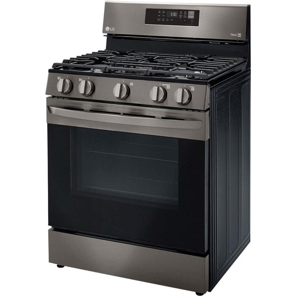 LG 5.8-Cu. Ft. Gas Convection Smart Range with AirFry, Black Stainless Steel (LRGL5823D)